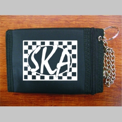 SKA  pevná textilná peňaženka s retiazkou a karabínkou, tlačené logo